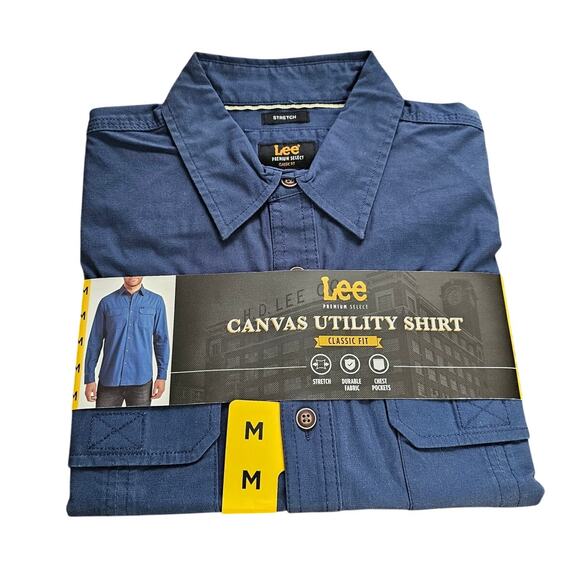 Lee Premium Select Men's Stretch Canvas Utility Long Sleeve Button Down Shirt M - Picture 5 of 6